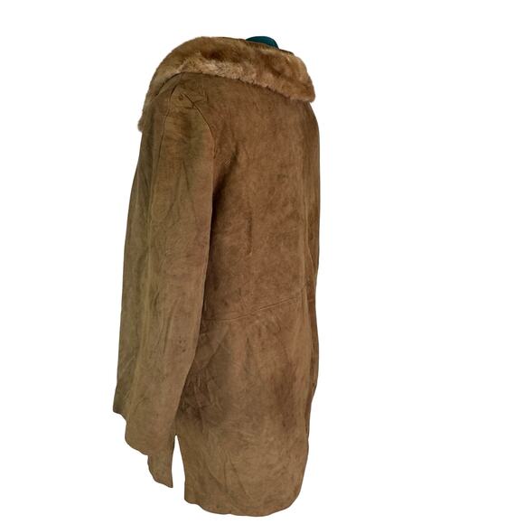 Vintage 1960s Youthmodes Petites Tan Suede Coat w Real Mink Collar, Union Made - Picture 5 of 16